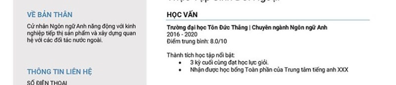 Phần học vấn trong CV xin việc part-time