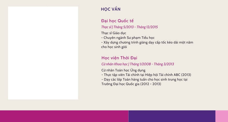 Phần trình độ học vấn trong CV xin việc giáo viên