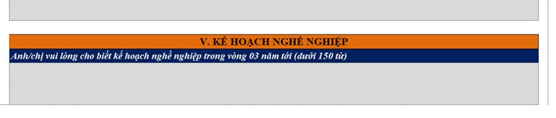 Phần kế hoạch nghề nghiệp trong mẫu CV ngân hàng SHB