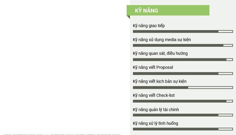 Phần kỹ năng trong CV xin việc tổ chức sự kiện