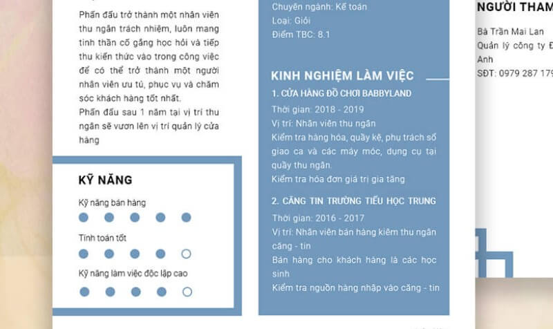 Viết kinh nghiệm và kỹ năng trong CV thu ngân