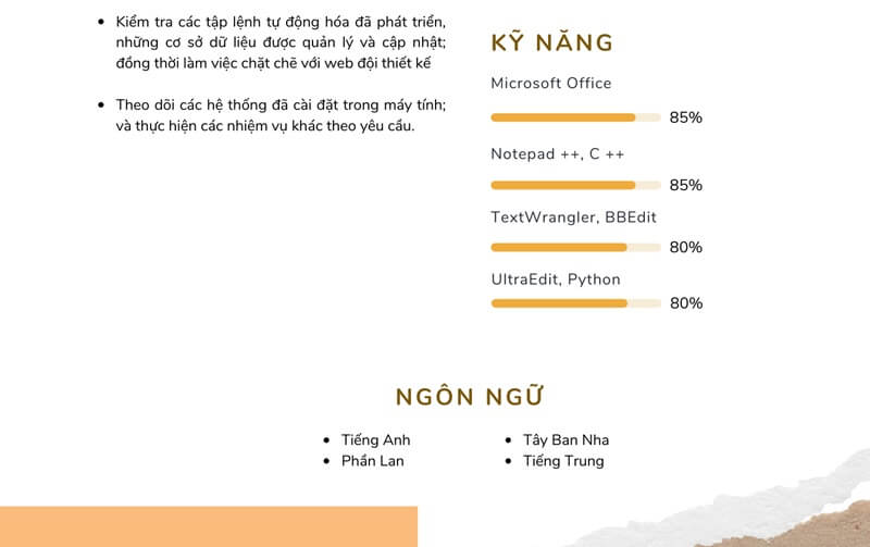 Phần kỹ năng trong CV xin việc IT cho người chưa có kinh nghiệm