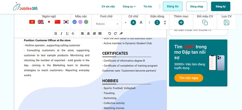 Tạo CV xin việc nhân viên kinh doanh bằng tiếng Anh ở đâu?