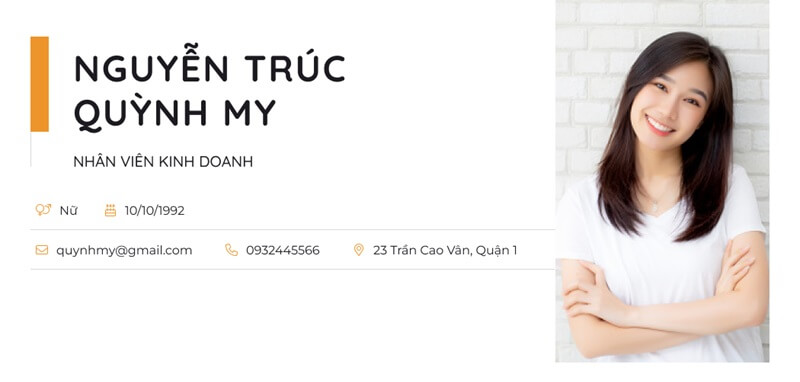 Phần thông tin cá nhân trong CV xin việc sale online