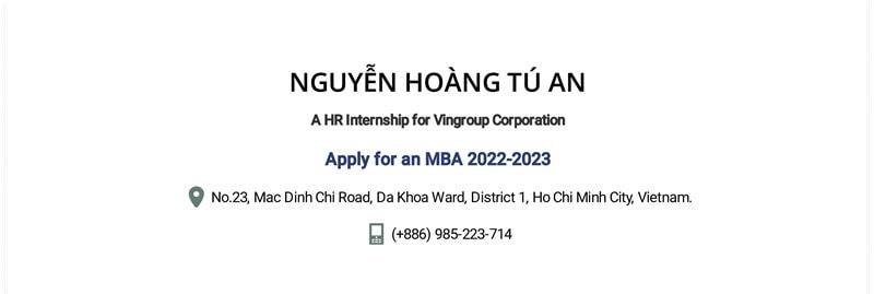 Phần thông tin cá nhân trong bản CV du học