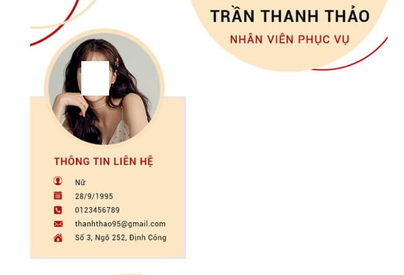 Phần thông tin cá nhân trong CV xin việc phục vụ