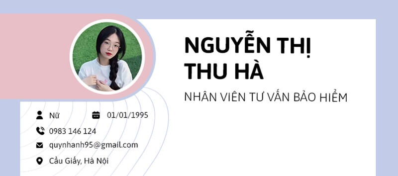 Phần thông tin cá nhân trong CV xin việc bảo hiểm