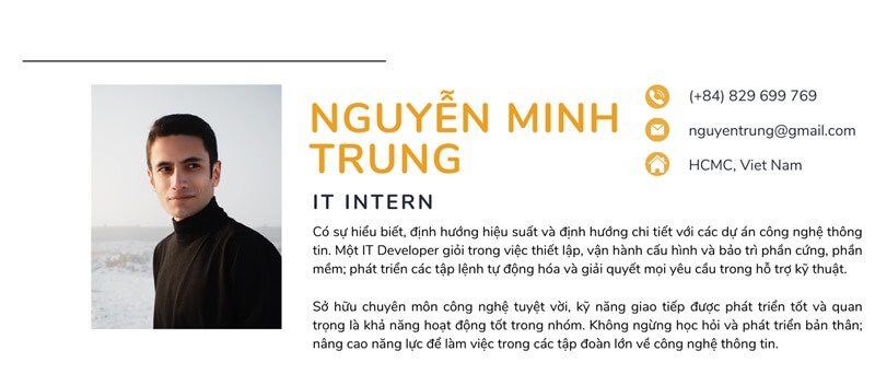 Phần thông tin cá nhân trong CV IT cho người chưa có kinh nghiệm