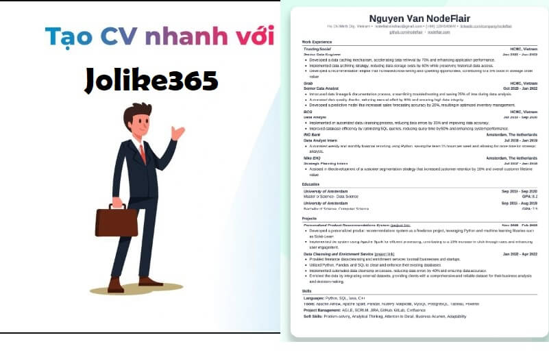 Tạo CV xin việc hiệu quả với Joblike365