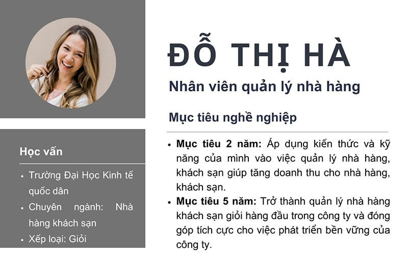 Phần mục tiêu nghề nghiệp trong CV nhà hàng khách sạn