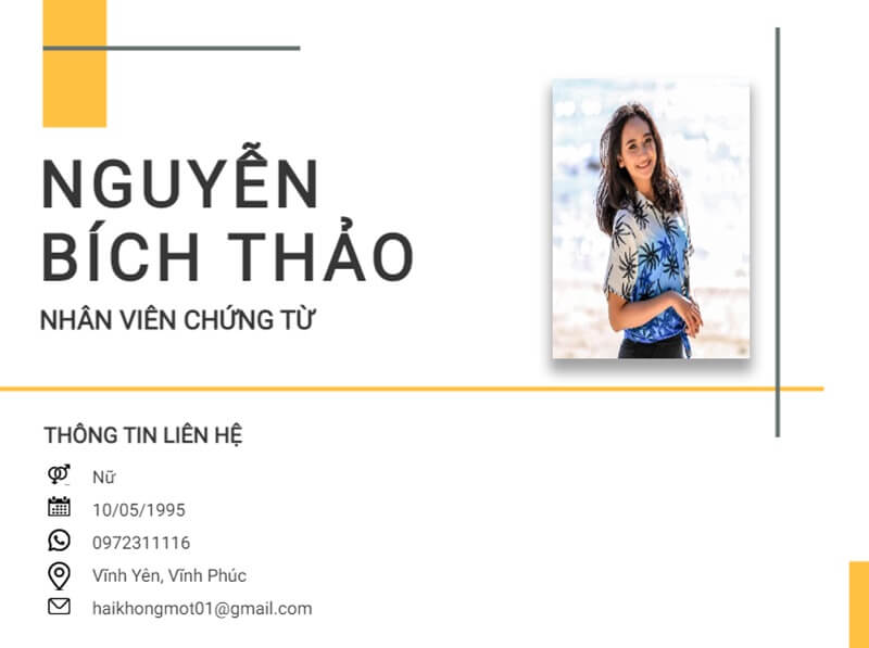 Phần thông tin cá nhân trong CV xin việc xuất nhập khẩu