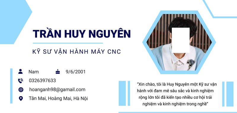 Phần thông tin cá nhân trong bản CV cơ khí chế tạo