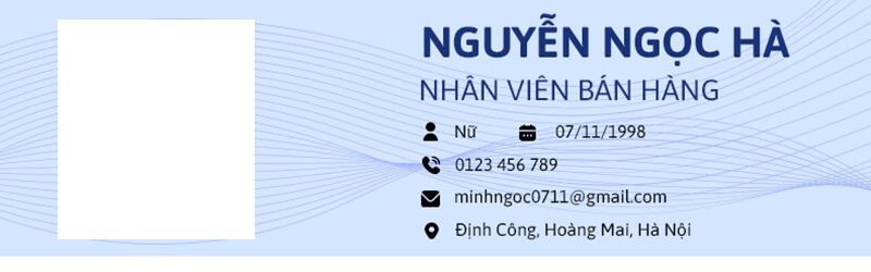 Phần thông tin cá nhân trong bản CV xin việc bán hàng