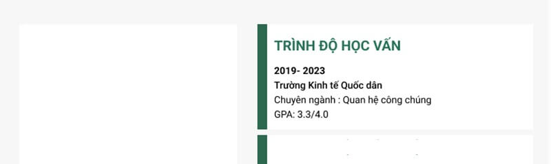 Phần trình độ học vấn trong mẫu CV chăm sóc khách hàng