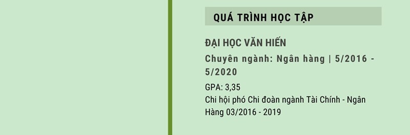 Phần học vấn trong CV thực tập sinh ngân hàng