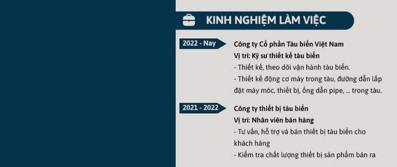 Phần kinh nghiệm làm việc trong bản CV hàng hải