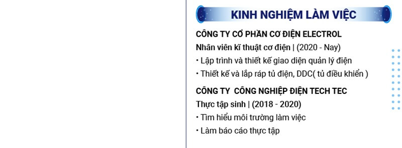 Kinh nghiệm làm việc trong CV điện - điện tử