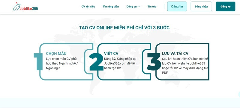 Tạo mẫu CV xin việc xây dựng tại Joblike365 - bí quyết tạo CV chất lượng nhất