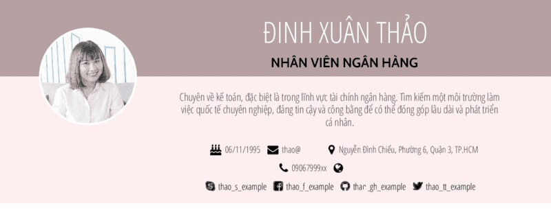 Phần thông tin cá nhân trong bản CV ngân hàng chứng khoán