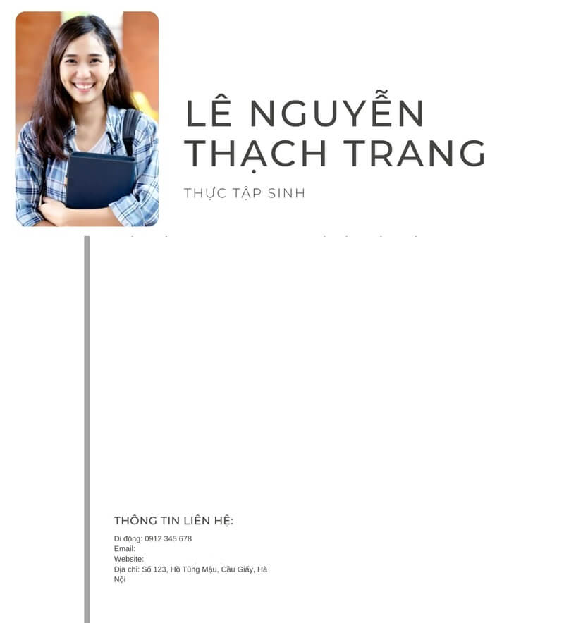 Phần thông tin cá nhân trong CV thực tập sinh ngân hàng