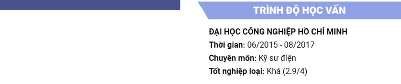 Phần trình độ học vấn trong CV điện tử - điện lạnh