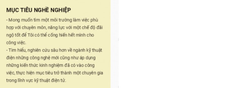 Mục tiêu nghề nghiệp trong CV kỹ thuật điện