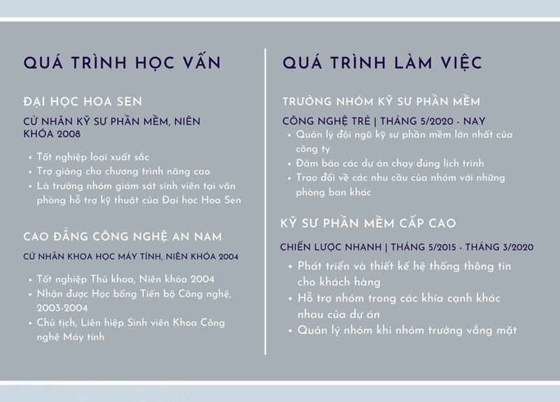 Phần kinh nghiệm làm việc trong CV bao gồm những nội dung gì?