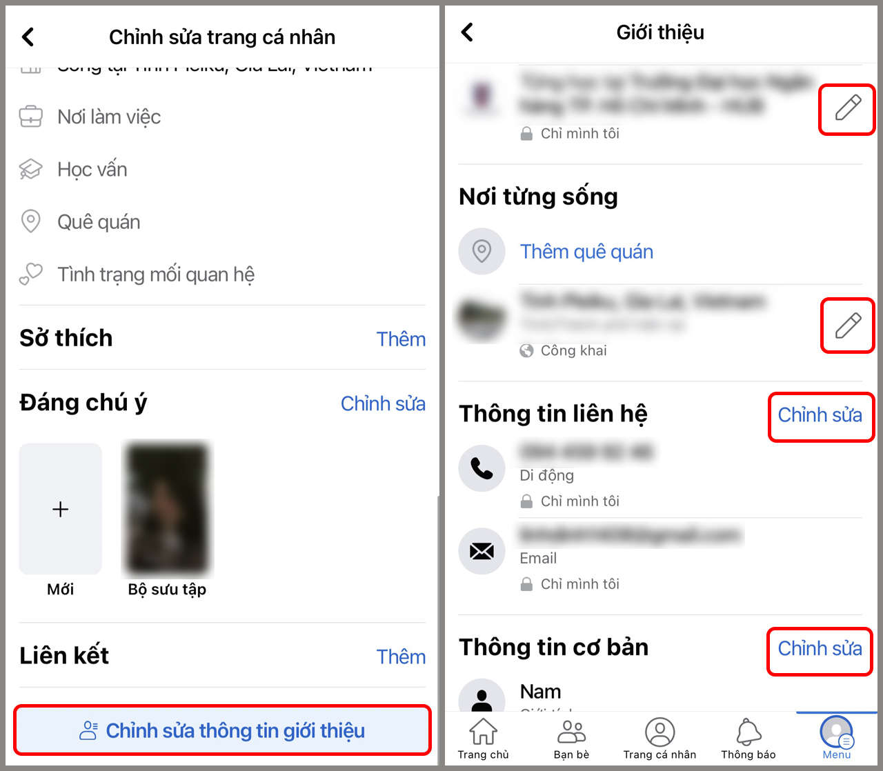 Thông tin cá nhân trong CV Facebook