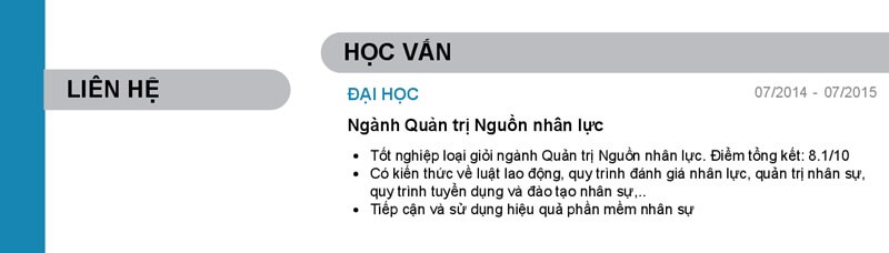 Phần trình độ học vấn trong mẫu CV chuyên viên tuyển dụng