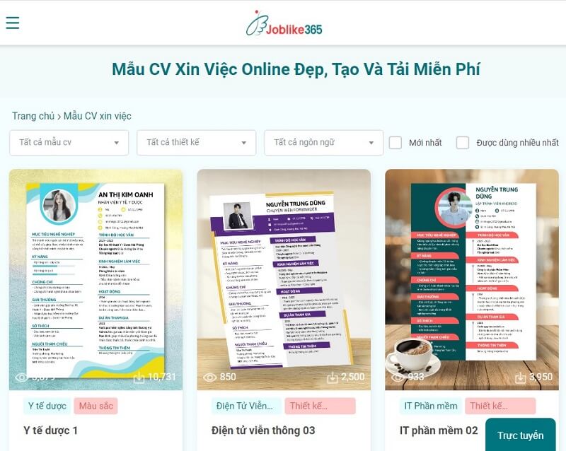 Tạo CV bản mềm hiệu quả tại Joblike365