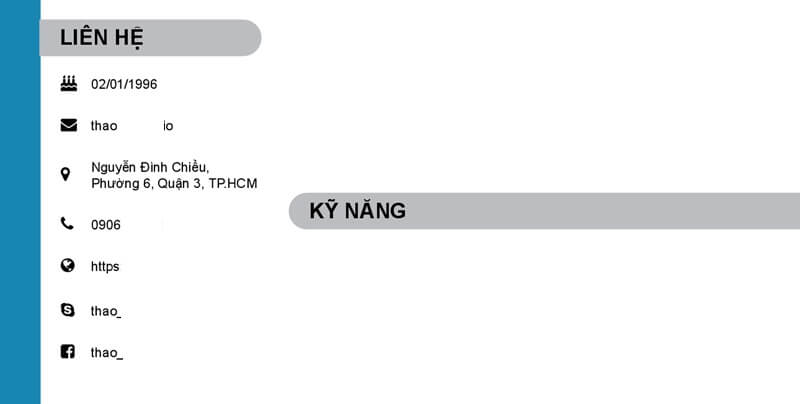 Phần thông tin cá nhân trong bản CV chuyên viên tuyển dụng