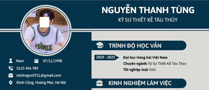 Phần thông tin cá nhân trong CV của ứng viên có kinh nghiệm