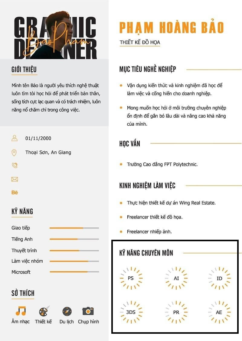 Phần kỹ năng trong CV xin việc designer
