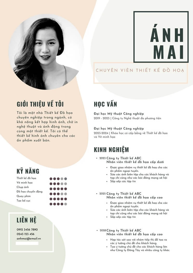 Phần thông tin cá nhân trong CV xin việc designer