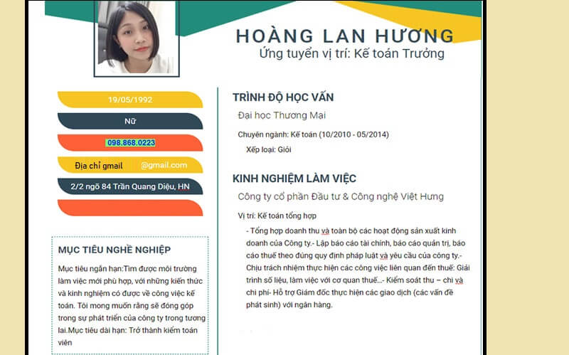 CV xin việc kế toán