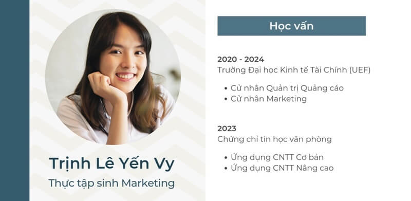 Phần trình độ học vấn trong CV Marketing Intern