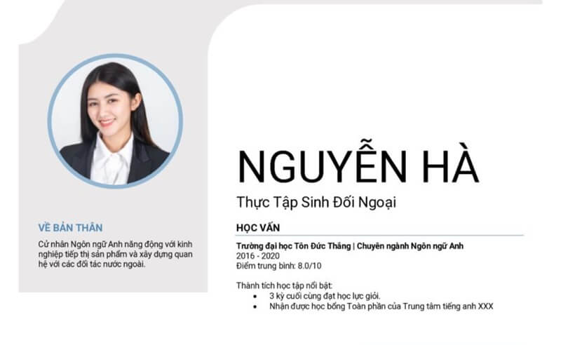 Phần trình độ học vấn trong CV xin việc thực tập