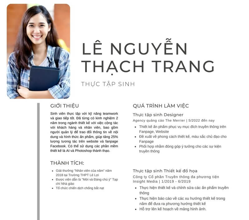 Phần kinh nghiệm làm việc trong CV xin việc thực tập