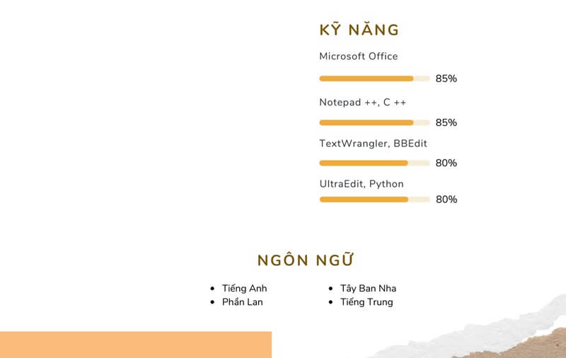 Phần kỹ năng trong CV xin việc thực tập