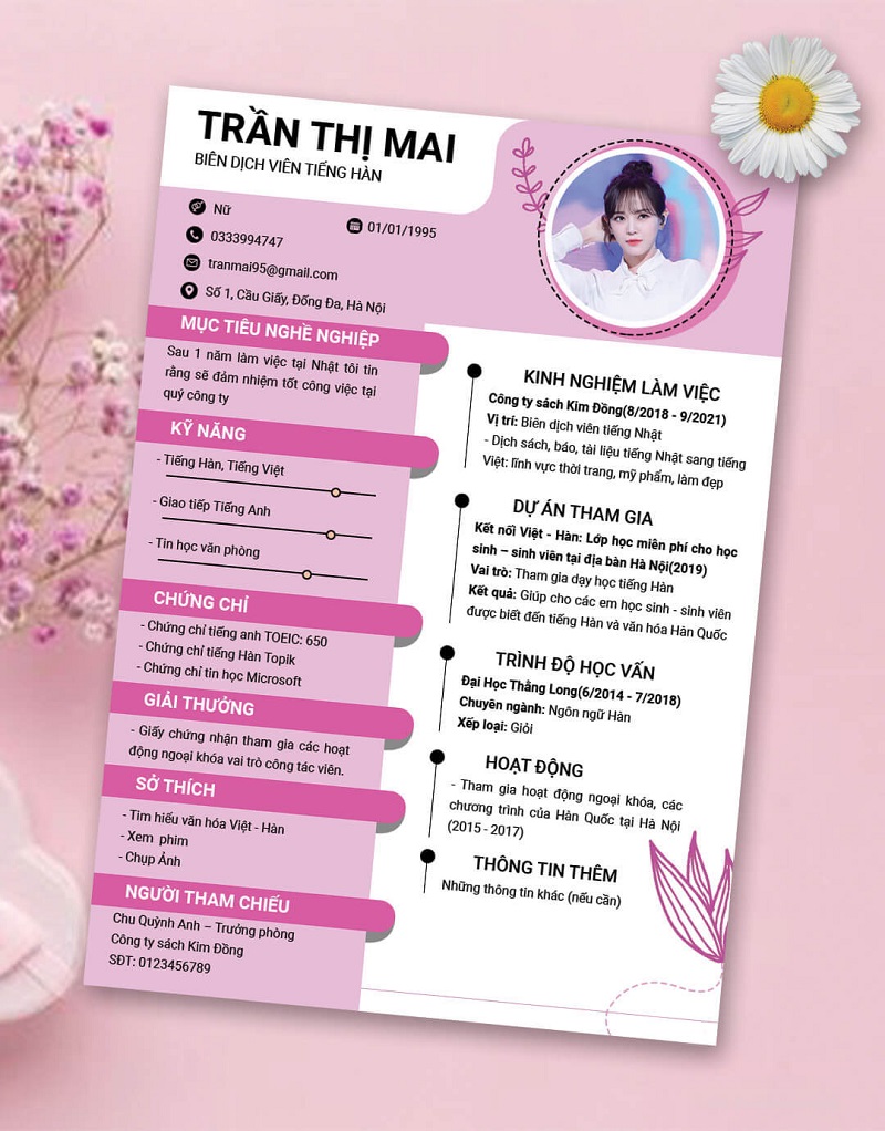 Mẫu CV biên - phiên dịch