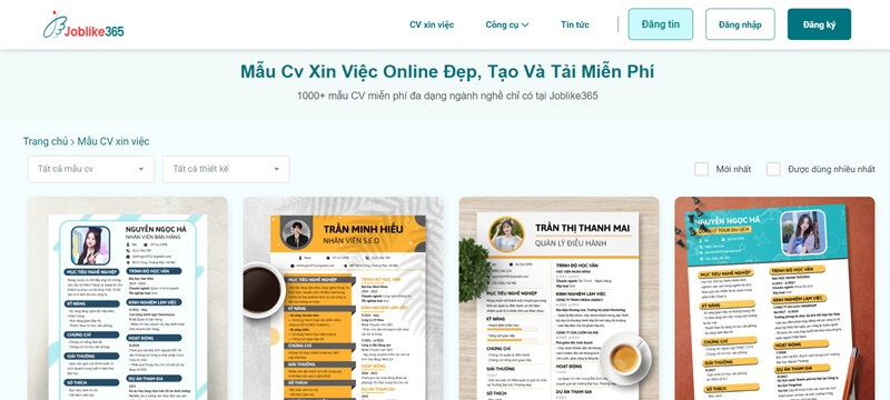 Tạo mẫu CV Marketing Intern chuyên nghiệp tại Joblike365