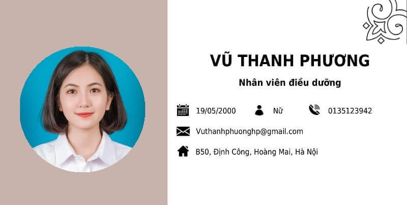 Phần thông tin cá nhân trong CV xin việc điều dưỡng