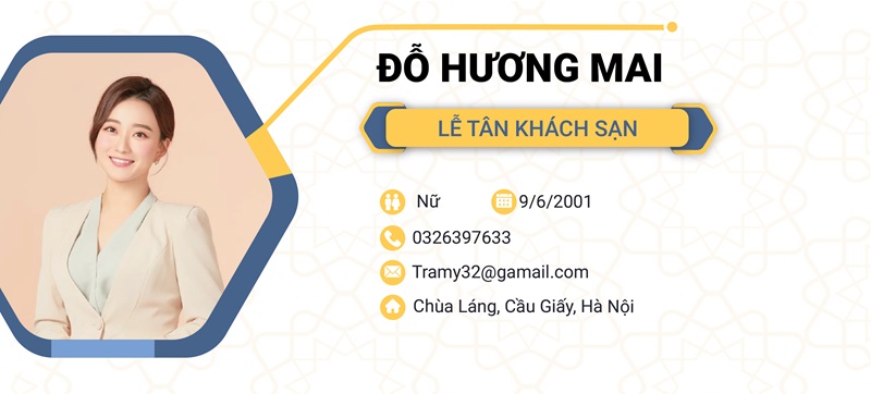 Phần thông tin cá nhân trong bản CV lễ tân