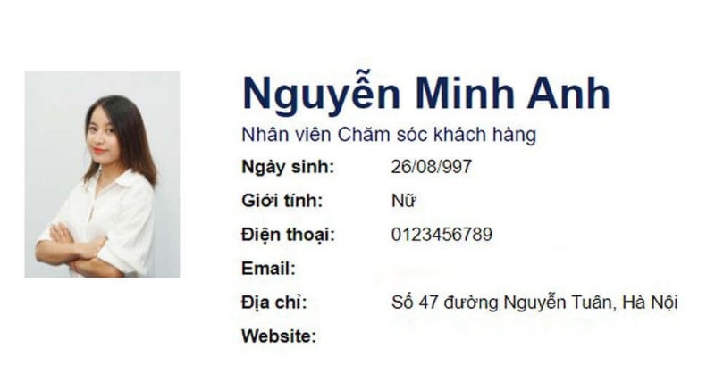 Thông tin cá nhân trong CV luôn ở vị trí đứng đầu