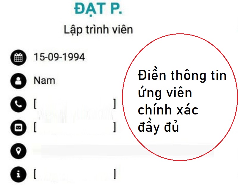 Thông tin ứng viên trong CV